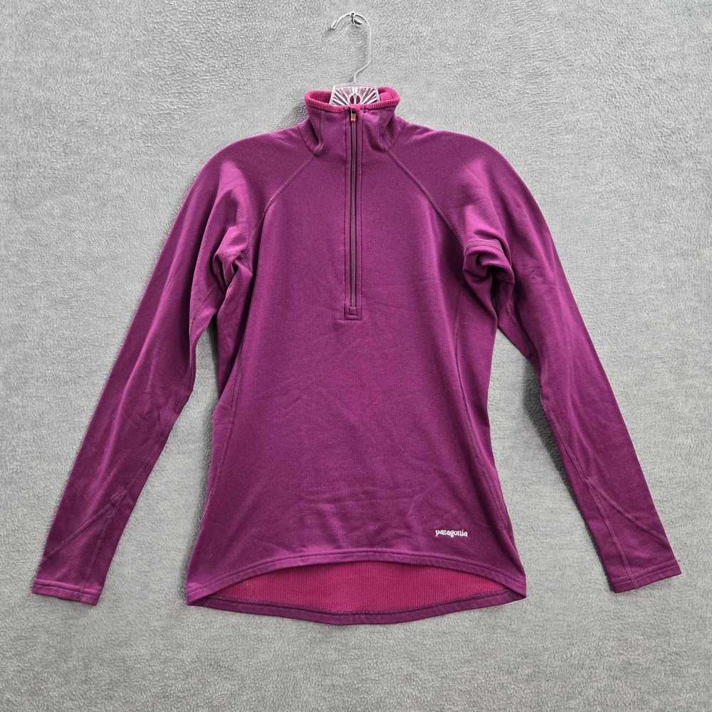 VINTAGE Patagonia Women Sweatshirt S Purple‎ Capilene Logo Performance Baselayer